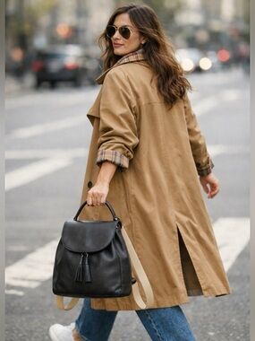 Black Leather Small Backpack